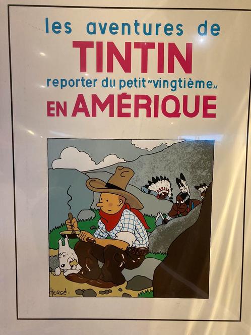 Grande sérigraphie Limité Tintin en Amérique Moulinsart, Antiquités & Art, Art | Lithographies & Sérigraphies