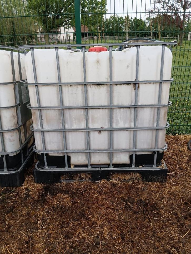 IBC container 1000 L op PVC pallet, Tuin en Terras, Regentonnen, Gebruikt, Kunststof, 150 liter of meer, Met kraantje, Ophalen