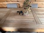 tuintafel in teak met 6 stoelen (kussens niet inbegrepen), Tuin en Terras, Tuintafels, Ophalen, Zo goed als nieuw, Rechthoekig