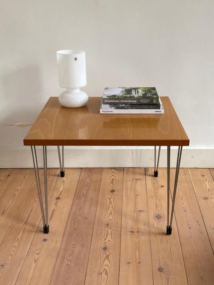 Vintage houten salontafel Pin Age, Huis en Inrichting, Tafels | Salontafels, Gebruikt, Minder dan 50 cm, 50 tot 100 cm, 50 tot 100 cm