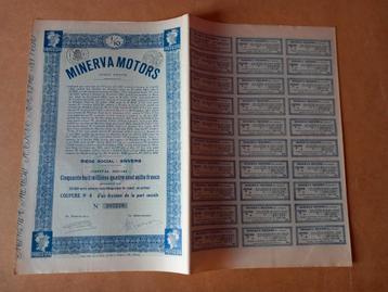 Origineel aandeel Minerva met alle coupons
 beschikbaar voor biedingen