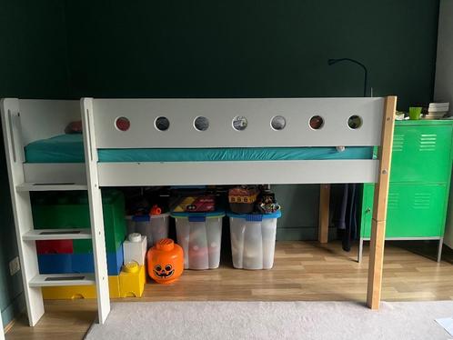 Lit enfant, Huis en Inrichting, Slaapkamer | Bedden, Gebruikt, Eenpersoons, 90 cm, 200 cm, Hout, Wit, Verstelbaar, Ophalen