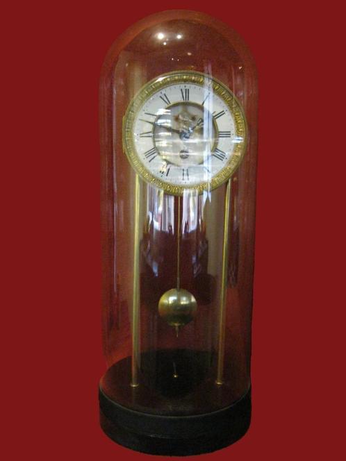 Vergulde pendule met ultrafijne glazen stolp '1850//1890, Antiek en Kunst, Antiek | Klokken, Ophalen