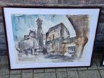 Aquarelle Elora a caves signe José van gucht, Antiek en Kunst, Ophalen of Verzenden