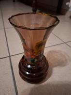 Glazen bordeaux vaas met bloemen, Ophalen, Overige kleuren, Minder dan 50 cm, Glas