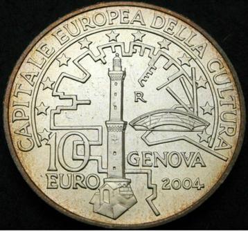 10 Euro 2004R - Zilver - Stad Genua - AuNC, Postzegels en Munten, Munten | Europa | Euromunten, Zilver, Ophalen of Verzenden, Italië