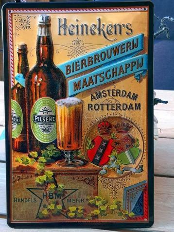 Reclamebord Heineken Bierbrouwerij in reliëf -(20x30cm)
