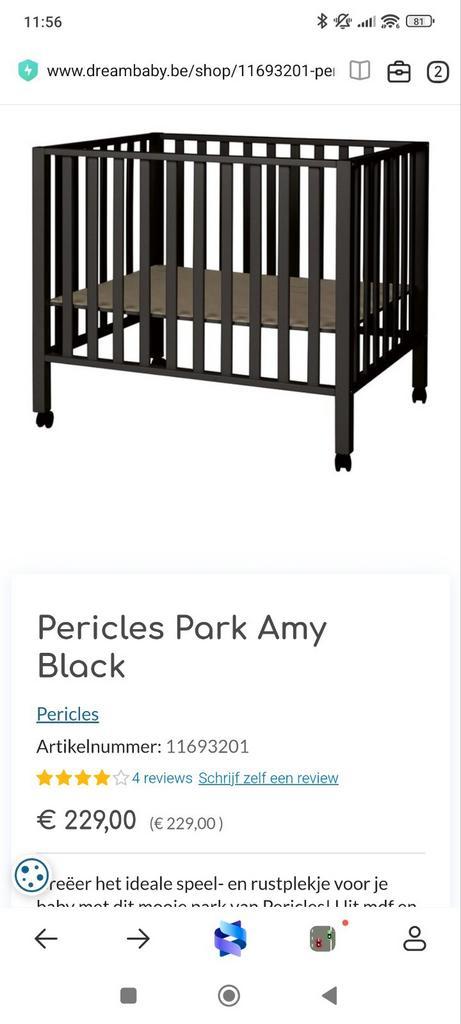 pericles park Amy black, Kinderen en Baby's, Babyparken, Gebruikt, Rechthoekig, Wieltjes, Ophalen