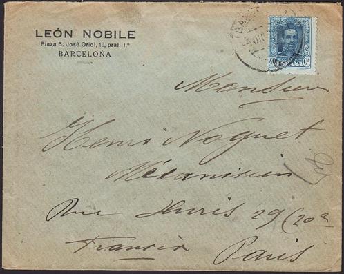 1923 - SPANJE - Cover - Alfons XIII [Y&T 282] + BARCELONA, Postzegels en Munten, Postzegels | Europa | Spanje, Gestempeld, Verzenden