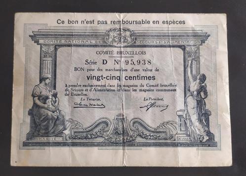 Brussel - 25 centimes 1914-1918 (noodgeld), Postzegels en Munten, Bankbiljetten | België, Los biljet, Ophalen of Verzenden