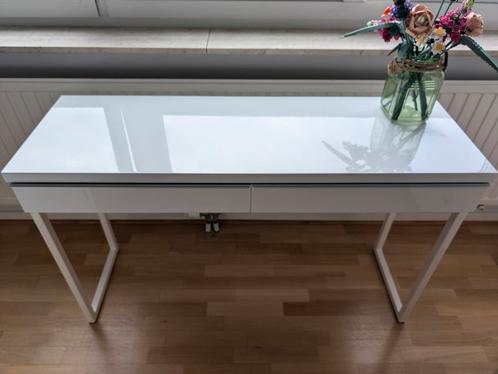 BESTÅ BURS IKEA bureau, glanzend wit, 120x40cm, Huis en Inrichting, Bureaus, Zo goed als nieuw, Bureau, Ophalen