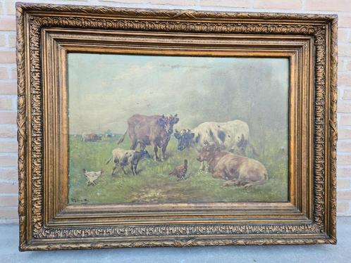 'Shouten' Schilderij zoldervonst koeien in de wei met kalf!, Antiek en Kunst, Kunst | Schilderijen | Klassiek, Ophalen