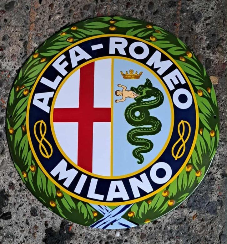 Alfa romeo milano garage showroom mancave decoratie bord, Verzamelen, Merken en Reclamevoorwerpen, Zo goed als nieuw, Reclamebord