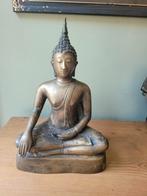 Oude Boeddha in verguld messing, Ophalen of Verzenden