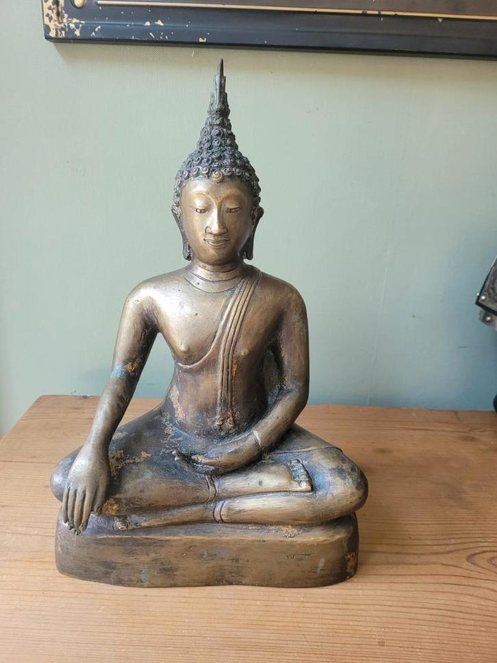 Oude Boeddha in verguld messing, Antiek en Kunst, Antiek | Religieuze voorwerpen, Ophalen of Verzenden