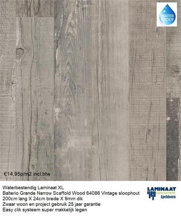Waterbestendig Laminaat Scanfold Eik Natuur 9mm dik €14,95m2, Neuf, Aggloméré, Waterbestendig laminaat vintage sloophout 9mm dik