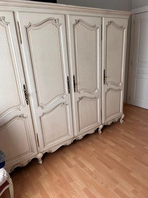 Handgemaakte eiken slaapkamer in craquelé. (Mechelse stijl), Huis en Inrichting, Slaapkamer | Complete slaapkamers, Gebruikt, Tweepersoons