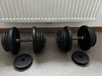 52kg halter set + flat bench, Sport en Fitness, Ophalen, Gebruikt
