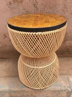 TABLE NOMADE EN ROTIN PLATEAU EN ZELLIGE, 45 tot 60 cm, Overige materialen, Minder dan 55 cm, Rond