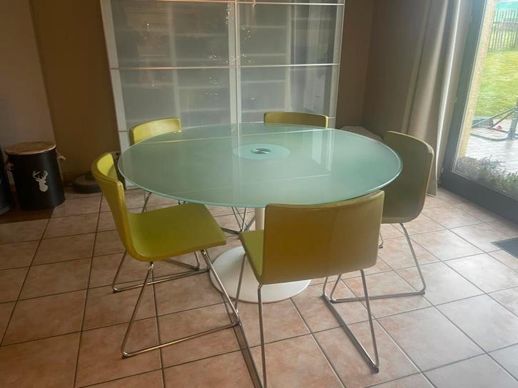 Table ronde Alter Ego 140cm, Maison & Meubles, Tables | Tables à manger, Utilisé, Cinq personnes ou plus, Rond, Verre, Enlèvement