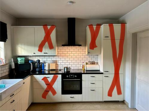 Keuken in goede staat, Huis en Inrichting, Keuken | Complete keukens, Gebruikt, Hoekkeuken, Wit, Composiet, Ophalen