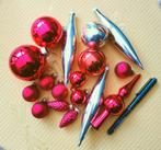 16 Vintage kerstballen + piekje in glas, prijs/set, Ophalen of Verzenden, Gebruikt