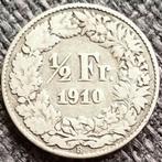 Suisse ½ franc, 1910 pièce d'argent (0,835) 2,5g, Enlèvement ou Envoi, Monnaie en vrac, Argent, Autres pays