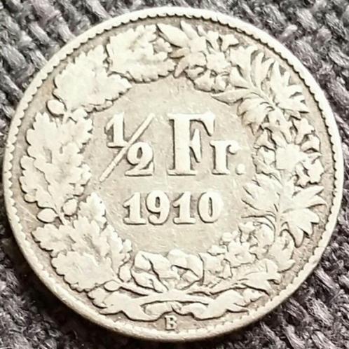 Zwitserland ½ franc, 1910  zilver( 0.835)munt 2.5g, Postzegels en Munten, Munten | Europa | Niet-Euromunten, Losse munt, Overige landen