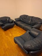 Meubles de salon 3+1+1 en cuir - canapé-lit et 2 fauteuils, Maison & Meubles, Enlèvement, Utilisé, Cuir, Moderne