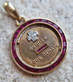 Medaille d'Amour Plus Qu' Hier Moins Que Demain Diamond Ruby, Ophalen, Goud, Hanger, Met edelsteen