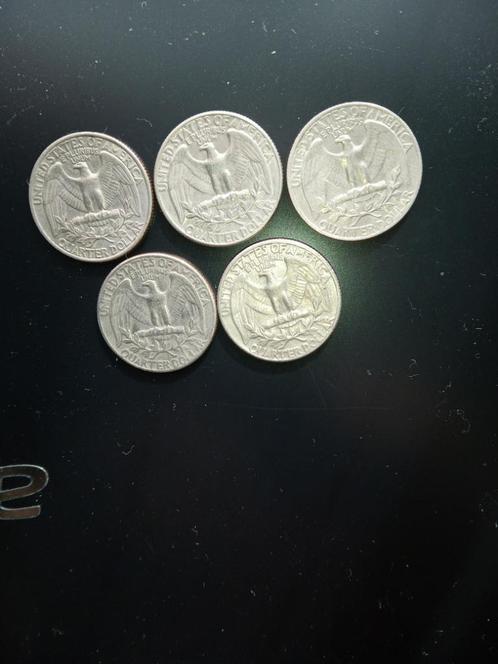 série de 5 quarter de dollar USA 1 €  pièce 4 euros les 5, Timbres & Monnaies, Monnaies | Amérique, Monnaie en vrac, Amérique centrale