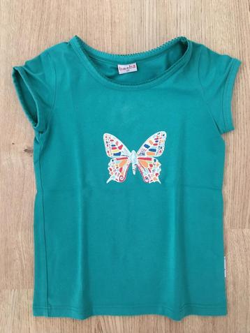 BABA, groen t-shirt vlinder, maatje 116 - 122