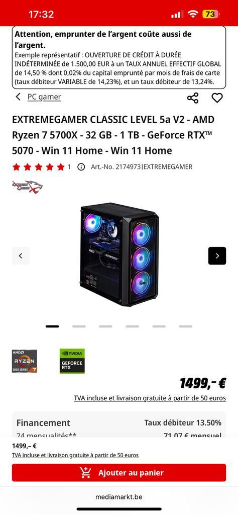 Pc gamer rtx 5070 neuf, Audio, Tv en Foto, Karaoke-apparatuur, Nieuw, Ophalen