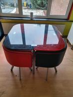 Compacte set: tafel en 4 stoelen, Utilisé, Retro, Enlèvement ou Envoi, Carré