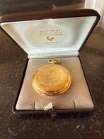 Vintage Moeris Hunter porseleinen zakhorloge met papieren, Enlèvement ou Envoi, Or, Montre de poche, 1960 ou plus tard