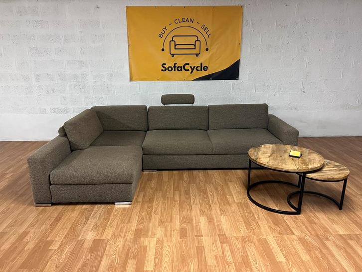 Donkerbruine Danca hoekzetel met modulaire hoofdsteun, Huis en Inrichting, Zetels | Voetbanken en poefs, Zo goed als nieuw, Stof