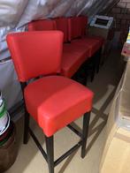 Barkrukken 5 st in semi leder rood, Ophalen, Met voetsteun, 60 tot 90 cm, Gebruikt