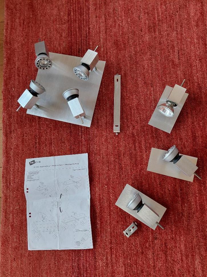 Led plafondlamp 4 spots + bijhorende 3 wandlampen LED, Huis en Inrichting, Lampen | Spots, Zo goed als nieuw, Plafondspot of Wandspot