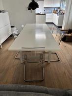 Witte eetkamertafel, Huis en Inrichting, Ophalen, Gebruikt, 200 cm of meer, 50 tot 100 cm