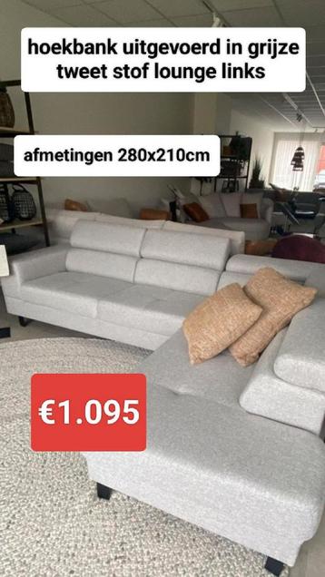 Nouveau canapé d'angle en tweed gris maintenant 1,095€ disponible aux enchères