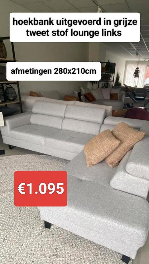 Nouveau canapé d'angle en tweed gris maintenant 1,095€, Maison & Meubles, Accessoires pour la Maison | Autre, Neuf, Enlèvement ou Envoi