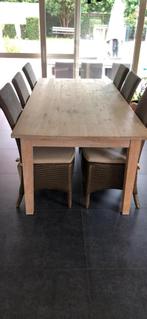Eettafel met stoelen, Huis en Inrichting, Ophalen, Gebruikt, Eikenhout, 50 tot 100 cm
