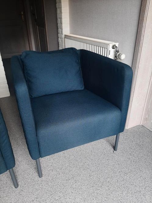 EKERÖ Fauteuil, donkerblauw, nieuwstaat., Huis en Inrichting, Fauteuils, Zo goed als nieuw, 50 tot 75 cm, Minder dan 75 cm, Ophalen
