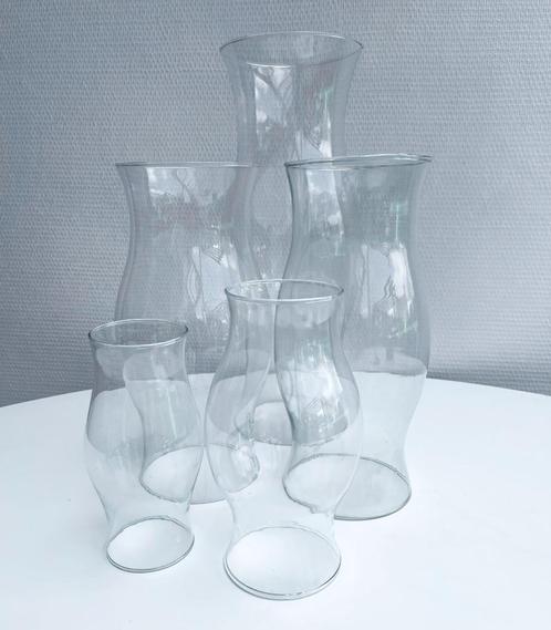 Vintage windlichten - Grote glazen cilinders zonder bodem, Huis en Inrichting, Woonaccessoires | Kandelaars en Kaarsen, Ophalen of Verzenden
