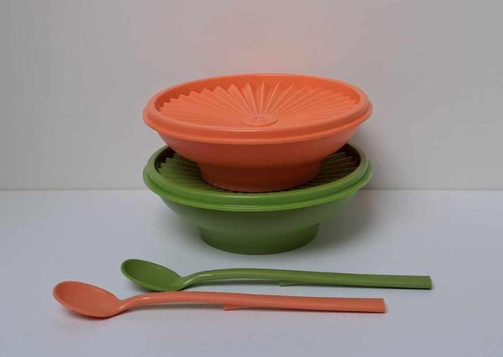 Tupperware™ « Zonnekom » 400 ml x 2 - oranje en groen, Huis en Inrichting, Keuken | Tupperware, Nieuw, Bak of Kom, Groen, Wit