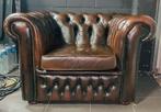 Chesterfield fauteuil in antiek bruin leer gemaakt in ENGEL, Huis en Inrichting, Fauteuils, Verzenden, Leer