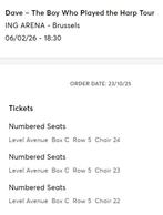 Zitplaatsen voor Dave, Tickets en Kaartjes, Drie personen of meer, Februari