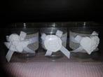 Set van 3 glazen houders theelichtjes, Overige materialen, Wit, Nieuw, Ophalen of Verzenden