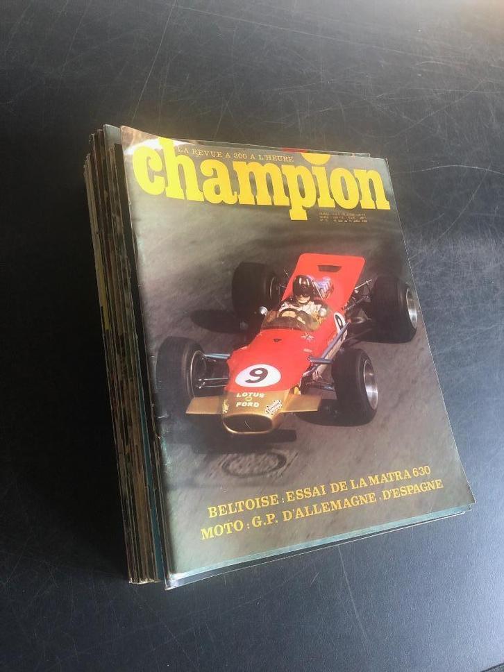 lot oude tijdschriften Champion 1968-1972 auto moto, Verzamelen, Automerken, Motoren en Formule 1, Ophalen of Verzenden