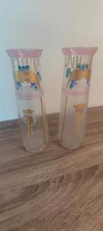 2Handbeschilderd glazen vaas, art deco, Antiek en Kunst, Ophalen of Verzenden